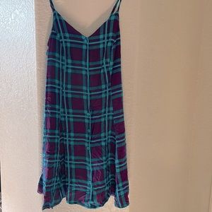Plaid purple and blue dress size large